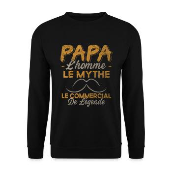 Papa Le Commercial De Légende Cadeau Humour - Sweat-shirt Unisexe - noir - Devant - Alina (178cm) & Michal (187cm)