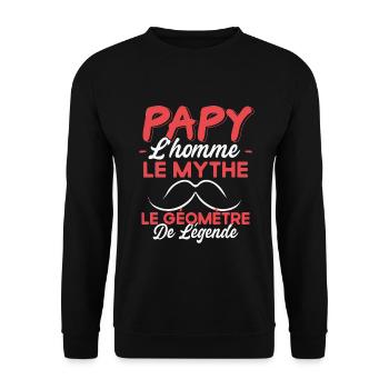 Papy Le Géomètre De Légende Cadeau Humour - Sweat-shirt Unisexe - noir - Devant - Alina (178cm) & Michal (187cm)