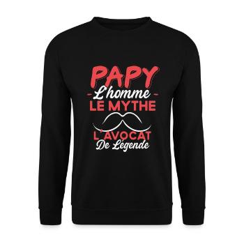 Papy L'Avocat De Légende Cadeau Humour - Sweat-shirt Unisexe - noir - Devant - Alina (178cm) & Michal (187cm)