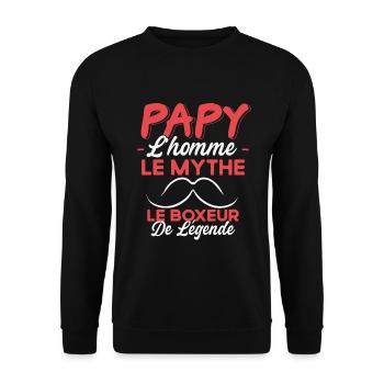 Papy Le Boxeur De Légende Cadeau Boxeur Humour - Sweat-shirt Unisexe - noir - Devant - Alina (178cm) & Michal (187cm)