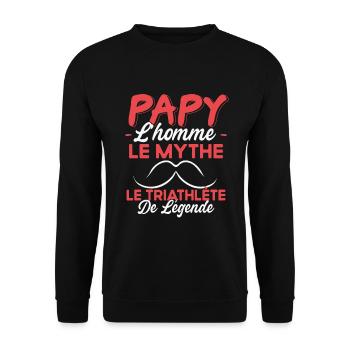 Papy Le Triathlète De Légende Cadeau Triathlon - Sweat-shirt Unisexe - noir - Devant - Alina (178cm) & Michal (187cm)