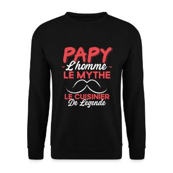 Papy Le Cuisinier De Légende Cadeau Cuisine Humour - Sweat-shirt Unisexe - noir - Devant - Alina (178cm) & Michal (187cm)