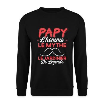 Papy Le Jardinier Légende Cadeau Jardinage Humour - Sweat-shirt Unisexe - noir - Devant - Alina (178cm) & Michal (187cm)