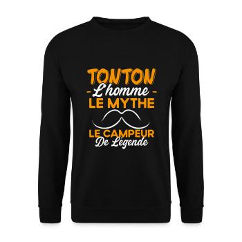 Tonton Le Campeur De Légende Cadeau Camping Humour - Sweat-shirt Unisexe - noir - Devant - Alina (178cm) & Michal (187cm)