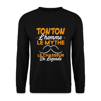 Tonton Le Chasseur De Légende Cadeau Chasse Humour - Sweat-shirt Unisexe - noir - Devant - Alina (178cm) & Michal (187cm)