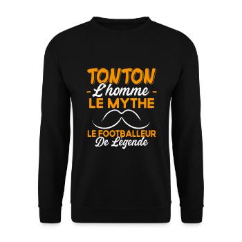 Tonton Footballeur De Légende Cadeau Foot Humour - Sweat-shirt Unisexe - noir - Devant - Alina (178cm) & Michal (187cm)