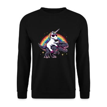 Unicorn Dinosaur T-Rex Gift for Girl Fun - Unisex Sweatshirt - black - Front - Alina (178cm) & Michal (187cm)