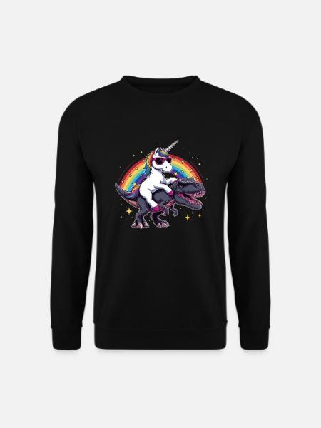 Einhorn-Dinosaurier-T-Rex-Geschenk für Mädchenspaß - Unisex Pullover - Schwarz