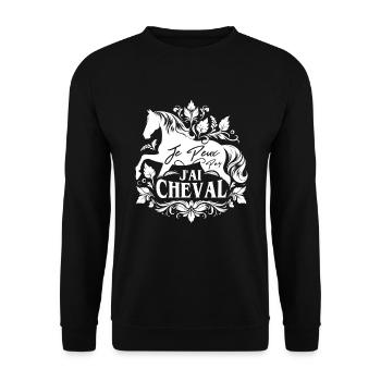 J'Peux Pas J'ai Cheval Humour Fille Équitation - Sweat-shirt Unisexe - noir - Devant - Alina (178cm) & Michal (187cm)