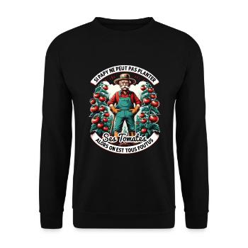 Papy Jardinier Planter Des Tomates Humour - Sweat-shirt Unisexe - noir - Devant - Alina (178cm) & Michal (187cm)