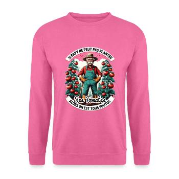 Papy Jardinier Planter Des Tomates Humour - Sweat-shirt Unisexe - rose - Devant