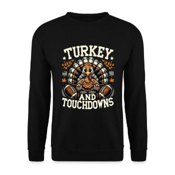 Dinde Thanksgiving Humour Football Américain - Sweat-shirt Unisexe - noir - Devant - Alina (178cm) & Michal (187cm)