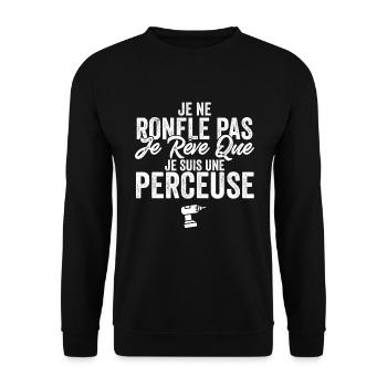 Perceuse Hurmour Bricolage pour Papa Bricoleur - Sweat-shirt Unisexe - noir - Devant - Alina (178cm) & Michal (187cm)