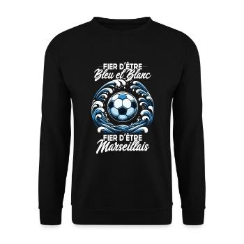 Marseille Supporter Humour Foot Cadeau Supporter - Sweat-shirt Unisexe - noir - Devant - Alina (178cm) & Michal (187cm)