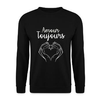 Amour Toujours Coeur Cadeau Couple St Valentin - Sweat-shirt Unisexe - noir - Devant - Alina (178cm) & Michal (187cm)