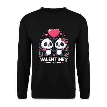 Panda Amoureux Mignon Cadeau Saint Valentin - Sweat-shirt Unisexe - noir - Devant - Alina (178cm) & Michal (187cm)