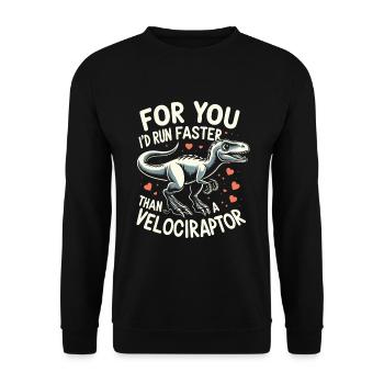 Velociraptor Humor Valentine's Day Dinosaur Gift - Unisex Sweatshirt - black - Front - Alina (178cm) & Michal (187cm)