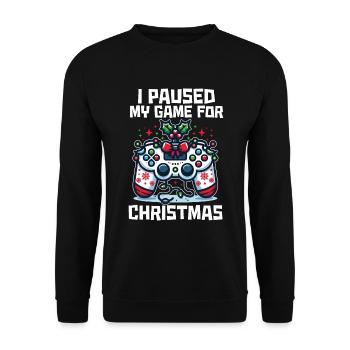 Game on Break for Christmas Gift Humor Geek - Unisex Sweatshirt - black - Front - Alina (178cm) & Michal (187cm)