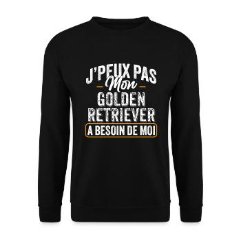 J'Peux Pas Mon Golden Retriever A Besoin De Moi - Sweat-shirt Unisexe - noir - Devant - Alina (178cm) & Michal (187cm)