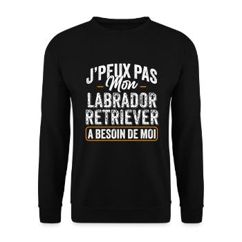 J'Peux Pas Mon Labrador Retriever A Besoin De Moi - Sweat-shirt Unisexe - noir - Devant - Alina (178cm) & Michal (187cm)
