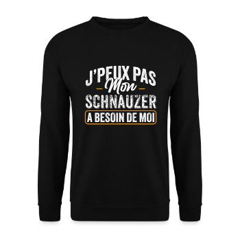 J'Peux Pas Mon Schnauzer A Besoin De Moi - Sweat-shirt Unisexe - noir - Devant - Alina (178cm) & Michal (187cm)