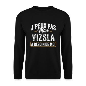 J'Peux Pas Mon Vizsla A Besoin De Moi - Sweat-shirt Unisexe - noir - Devant - Alina (178cm) & Michal (187cm)