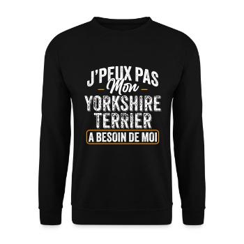 J'Peux Pas Mon Yorkshire Terrier A Besoin De Moi - Sweat-shirt Unisexe - noir - Devant - Alina (178cm) & Michal (187cm)