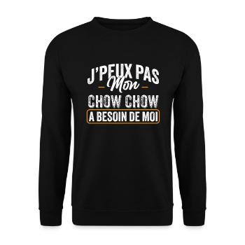 J'Peux Pas Mon Chow Chow A Besoin De Moi - Sweat-shirt Unisexe - noir - Devant - Alina (178cm) & Michal (187cm)