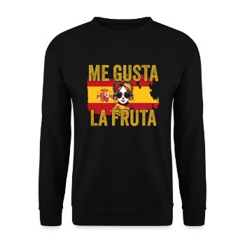 Ich mag Obst-Meme Ayuso Sanchez Politik - Unisex Pullover - Schwarz - Vorne - Alina (178cm) & Michal (187cm)