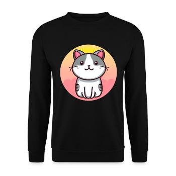 Chat mignon au coucher du soleil - Sweat-shirt Unisexe - noir - Devant - Alina (178cm) & Michal (187cm)
