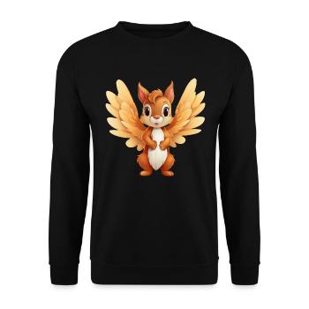 Squirrel Angel - Celestial Animal Design - Unisex Sweatshirt - black - Front - Alina (178cm) & Michal (187cm)