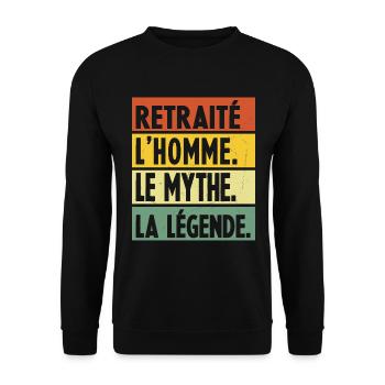HOMME RETRAITÉ LÉGENDE - Sweat-shirt Unisexe - noir - Devant - Alina (178cm) & Michal (187cm)