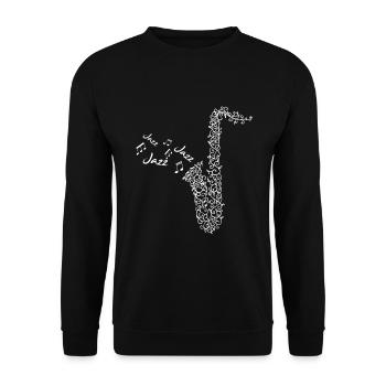 Jazz Saxophon - Unisex Pullover - Schwarz - Vorne - Alina (178cm) & Michal (187cm)