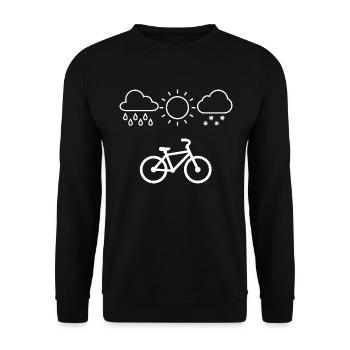 Fahrradjunkie/Bei jedem Wetter Fahrrad - Unisex Pullover - Schwarz - Vorne - Alina (178cm) & Michal (187cm)