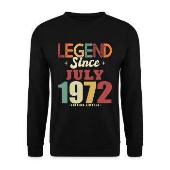 Geburtstagsgeschenk 52 Jahre Juli 1972 Legende - Unisex Pullover - Schwarz - Vorne - Alina (178cm) & Michal (187cm)