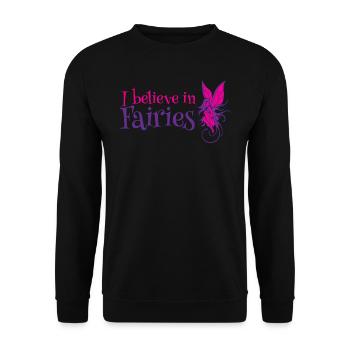 I believe in Fairies Fee Fabelwesen Märchen - Unisex Pullover - Schwarz - Vorne - Alina (178cm) & Michal (187cm)