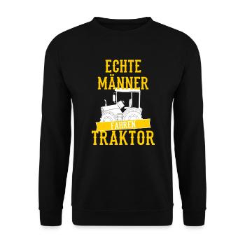 Echte Männer fahren Traktor - Unisex Pullover - Schwarz - Vorne - Alina (178cm) & Michal (187cm)