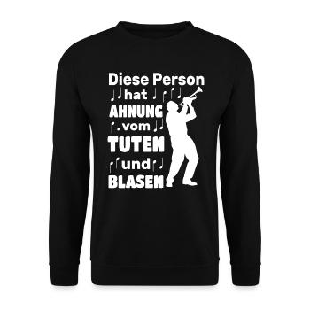 Trompeter Blechbläser Tuten Blasen - Unisex Pullover - Schwarz - Vorne - Alina (178cm) & Michal (187cm)