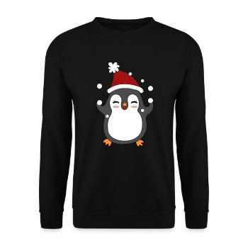 Pinguin Weihnachten Schnee Winter Geschenk - Unisex Pullover - Schwarz - Vorne - Alina (178cm) & Michal (187cm)