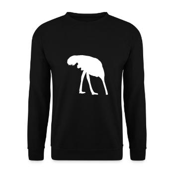 Ostrich Strauss Kopf in Sand - Unisex Pullover - Schwarz - Vorne - Alina (178cm) & Michal (187cm)
