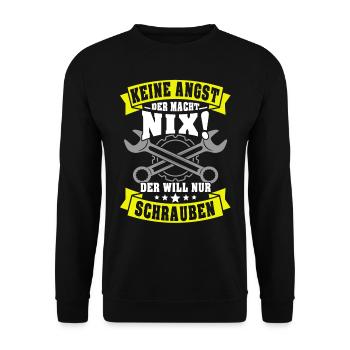 Schrauber schrauben Auto mechaniker Spruch Bastler - Unisex Pullover - Schwarz - Vorne - Alina (178cm) & Michal (187cm)