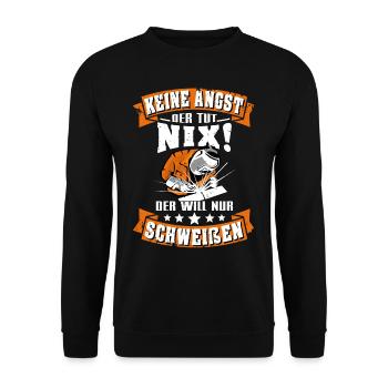 Schweisser schweißen Spruch Beruf Mann Schweißer - Unisex Pullover - Schwarz - Vorne - Alina (178cm) & Michal (187cm)