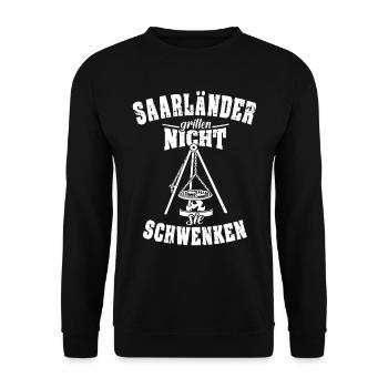 Schwenken Saarland grillen Schwenkgrill - Unisex Pullover - Schwarz - Vorne - Alina (178cm) & Michal (187cm)