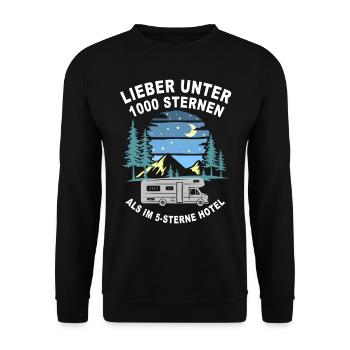 Wohnmobil Camping Sterne Spruch Opa Rentner - Unisex Pullover - Schwarz - Vorne - Alina (178cm) & Michal (187cm)