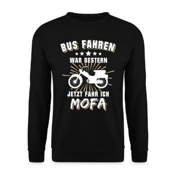 Mofa Führerschein Mofafahrer Mofaführerschein - Unisex Pullover - Schwarz - Vorne - Alina (178cm) & Michal (187cm)