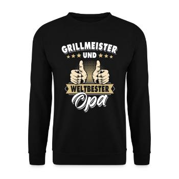 Grillmeister bester Opa grillen - Unisex Pullover - Schwarz - Vorne - Alina (178cm) & Michal (187cm)