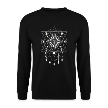 Moon phases moon sun occult mystic eye mystical - Unisex Sweatshirt - black - Front - Alina (178cm) & Michal (187cm)