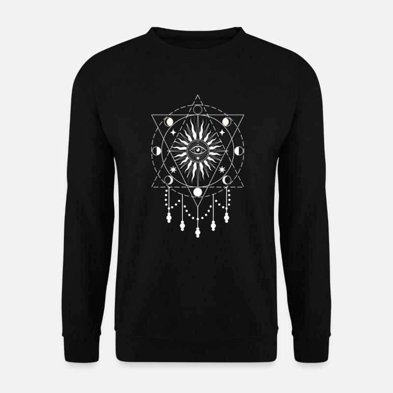 Mondphasen Mond Sonne occult mystic eye mystisches - Unisex Pullover - Schwarz