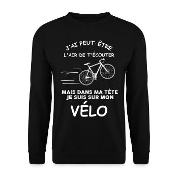 Velo idée cadeau passion cyclisme, vélo de course - Sweat-shirt Unisexe - noir - Devant - Alina (178cm) & Michal (187cm)