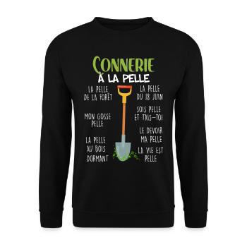 Jardinier, jardinière, humour jeux de mots - Sweat-shirt Unisexe - noir - Devant - Alina (178cm) & Michal (187cm)